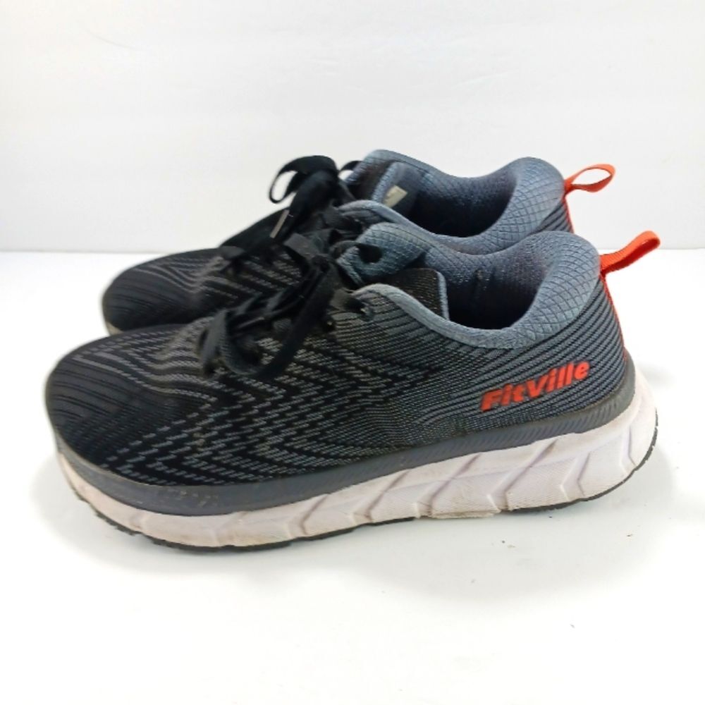 FitVille Ergonomic Wide Fit Walking Sneaker Shoe Mens 8.5W. Grey/Black Stability - Picture 10 of 14